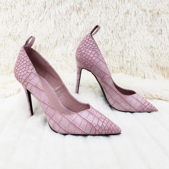 Lilac Snake Removable ankle strap Pumps High Heels - Picture 12 of 14